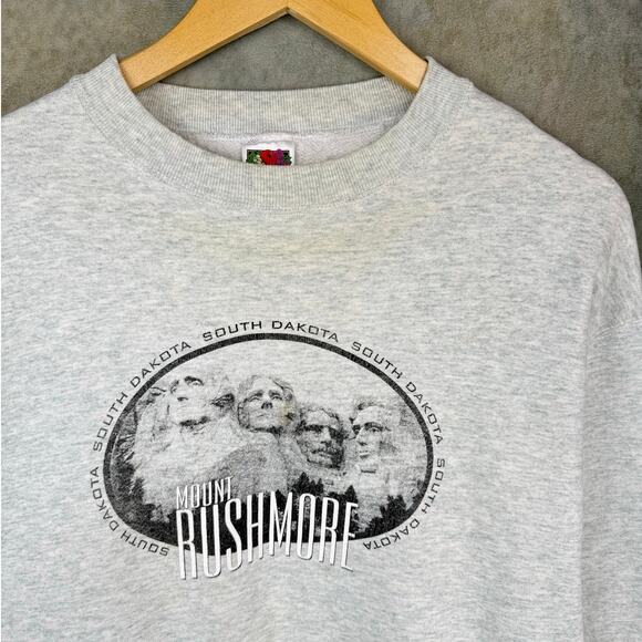 VTG 90s Mount Rushmore Sweatshirt Sz L Gray South Dakota USA Monument - Picture 2 of 6